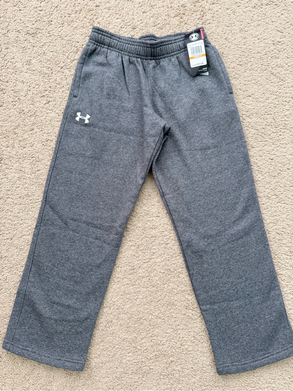 New Under Armour Kids Gray Heather Fleece Wide Leg Sweatpants